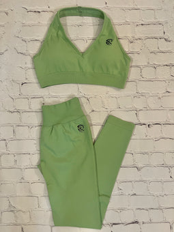 Green V-Neck Halter Set