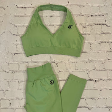 Green V-Neck Halter Set