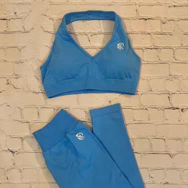 Blue V-Neck Halter Set